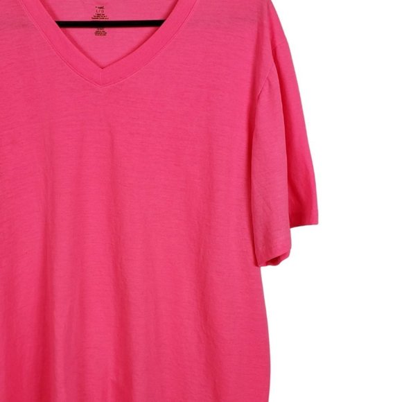 Hot Pink V-Neck Tee | Size L - Picture 6 of 8